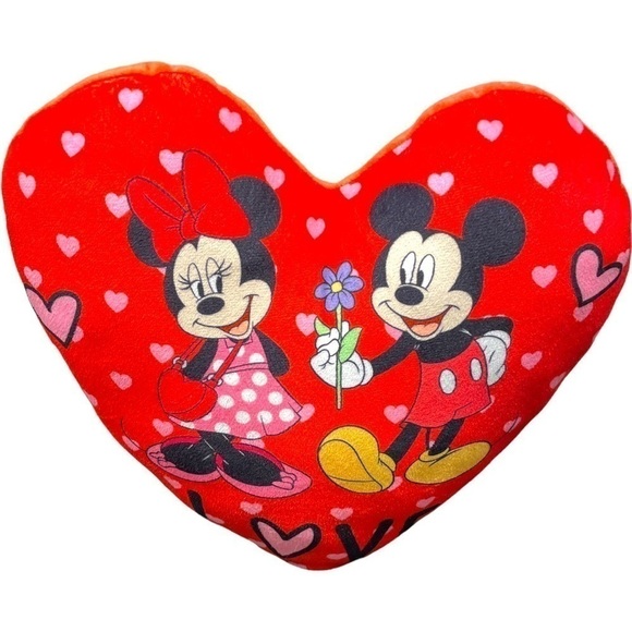 Disney Mickey Minnie Red Love Valentines Day Heart Pillow Plush Stuffed Animal - Picture 2 of 8